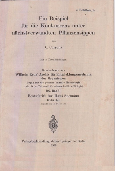 Ein Beispiel fur die Konkurrenz unter nachstverwandten Pflanzensippen.  by Correns, C.