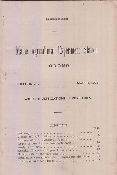 Wheat Investigations. I. Pure Lines.  by Zinn, Jacob.