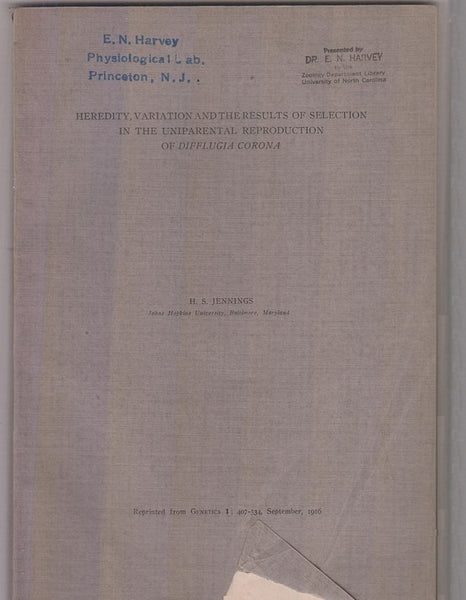 Heredity, Variation, and the Results of Selection in Uniparental Repoduction of Diffulgia Corona  by Jennings, H.S.