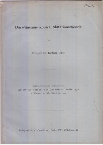 Darwinismus kontra Mutationstheorie  by Plate, Ludwig