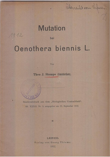 Mutation bei Oenothera Biennis L.  by Stomps, Theo J