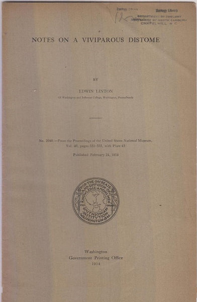 Notes on a Viviparous Distome  by Linton, Edwin