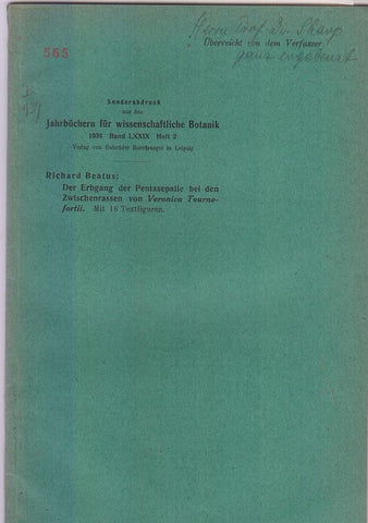Der Erbgang der Pentasepalie bei den Zwischenrassen von Veronica Tournefortii  by Beatus, Richard