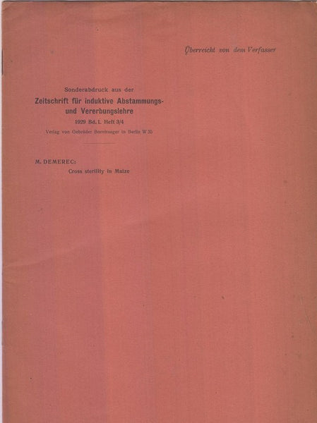 Cross Sterility in Maize  by Demerec, M.