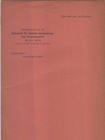 Cross Sterility in Maize  by Demerec, M.