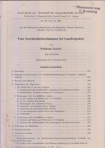 Uber Geschlechtsbestimmung bei Landisopoden  by Leuken, Wolfgang