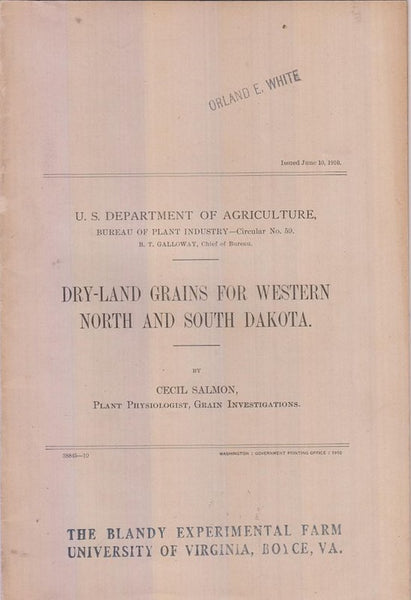 Dry-Land Grains for Western North and South Dakota  by Salmon, Cecil