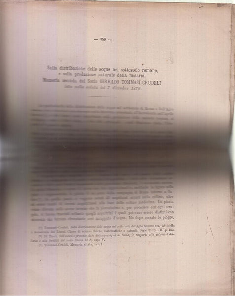 Sulla dstribuzione delle acque nel sottosuolo romano, e sulla produzione naturale della malaria  by Tommasi-Crudeli, Corrado