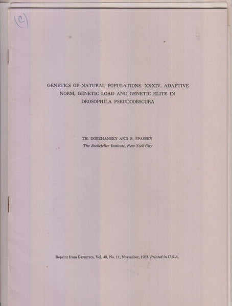 Set of five offprints by Dobzhansky 1960-1963  by Dobzhansky, Theodosius