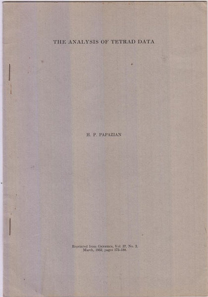The Analysis of Tetrad Data  by Papazian, H.P.