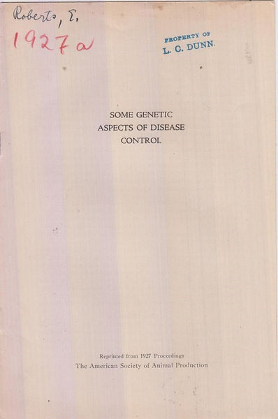 Some Genetic Aspects of Disease Control  by Roberts, E.