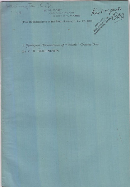 A Cytological Demonstration of ├â┬ó├óÔÇÜ┬¼├àÔÇ£Genetic├â┬ó├óÔÇÜ┬¼├é┬Ø Crossing Over  by Darlington, C.D.