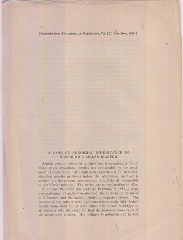 A Case of Abnormal Inheritance in Drosophila Melanogaster  by Lancefield, D.E.
