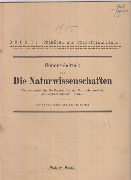 Chimaren und Pfropfmischlinge  by Buder, Johannes