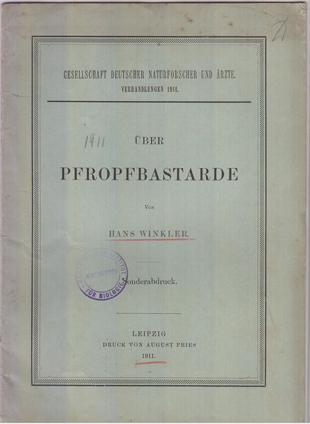 Uber Pfropfbastarde  by Winkler, Hans