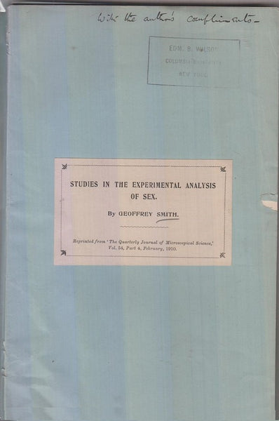 Studies in the Experimental Analysis of Sex Parts 1-7 and 9  by Smith, Geoffrey