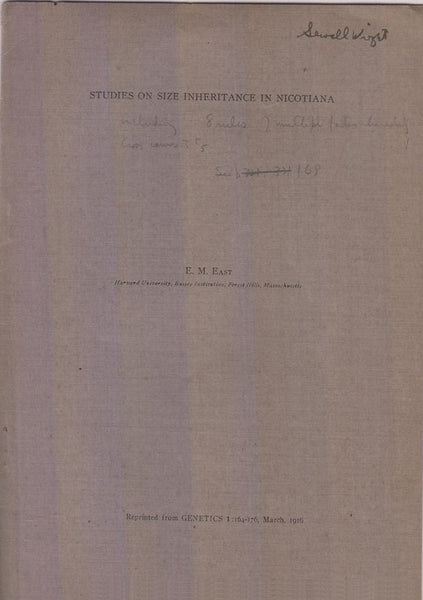 Studies on Size Inheritance in Nicotiana  by East, E.M.