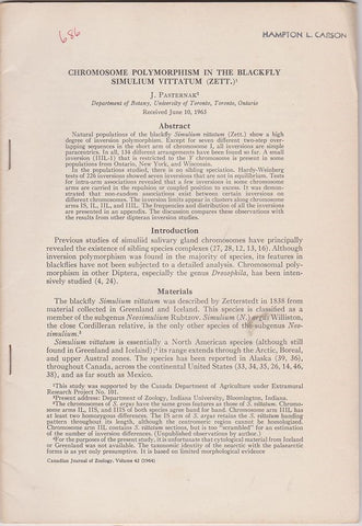Chromosome Polymorphism in the Blackfly Simulium vittatum (Zett)