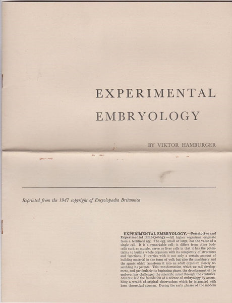 Experimental Embryology