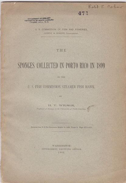 Sponges Collected in Porto Rico in 1899