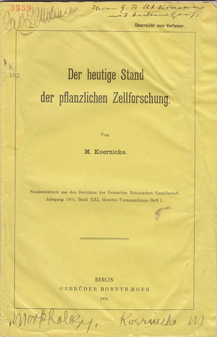 Der heutige Stand der pflanzlichen Zellforschung