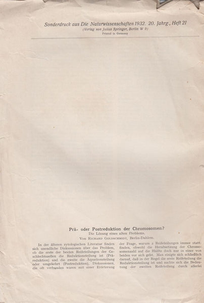 Pra- oder Postreduktion der Chromosomen?