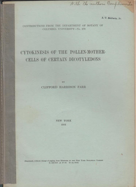 Cytokinesis of the Pollen-Mother-Cells of Certain Dicotyledons