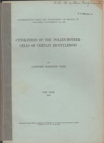 Cytokinesis of the Pollen-Mother-Cells of Certain Dicotyledons