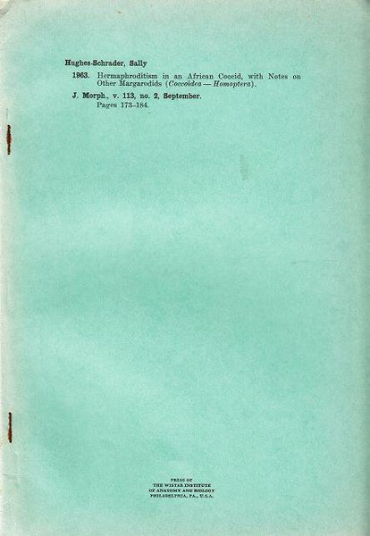 Hermaphroditism in an African Coccid, with Notes on Other Margarodids (Coccoidea--Homoptera)