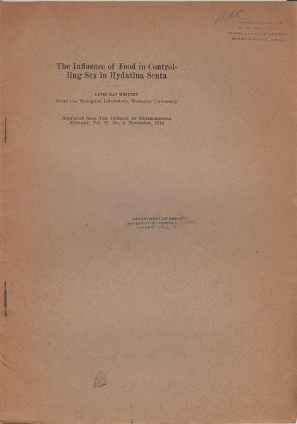 The Influence of Food in Controlling Sex in Hydatina Senta