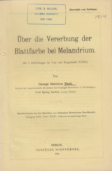 Uber die Vererbung der Blattfarbe bei Melandrium