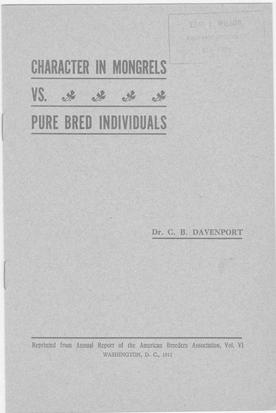 Characters in Mongrels vs.  Pure Bred Individuals