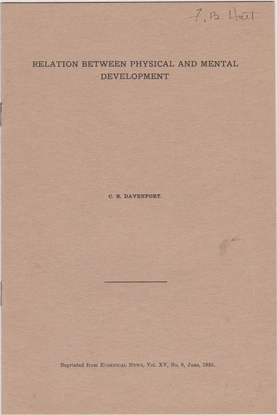 Relation Between Physical and Mental Development