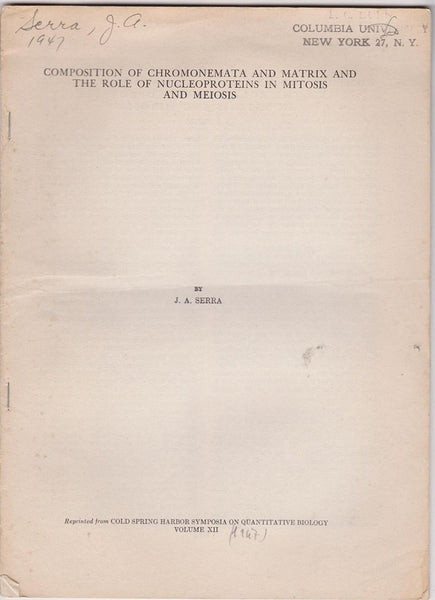 Set of six (6) offprints from J.A. Serra (4 English, 2 French).