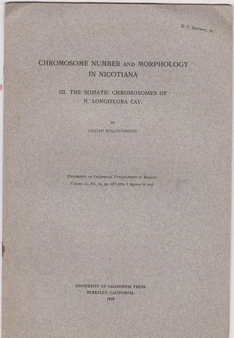 Chromosome Number and Morphology in Nicotiana. III. The Somatic Chromosomes of N. Longiflora Cav.