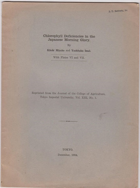 Chlorophyll Deficiencies in the Japanese Morning Glory (with Plates VI and VII)