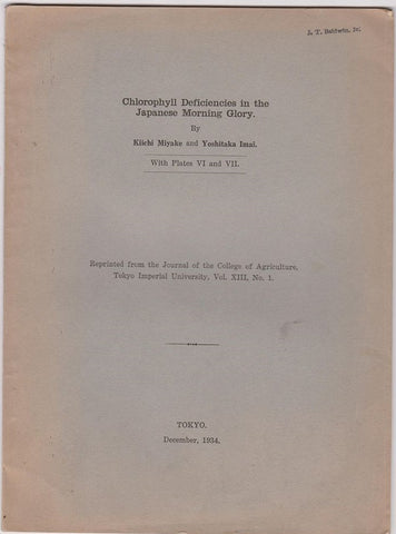 Chlorophyll Deficiencies in the Japanese Morning Glory (with Plates VI and VII)