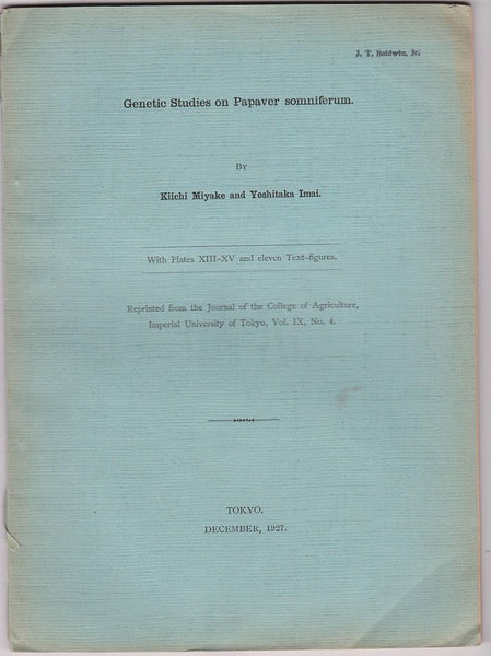 Genetic Studies of Papaver somnifer (with plates XIII-XV)