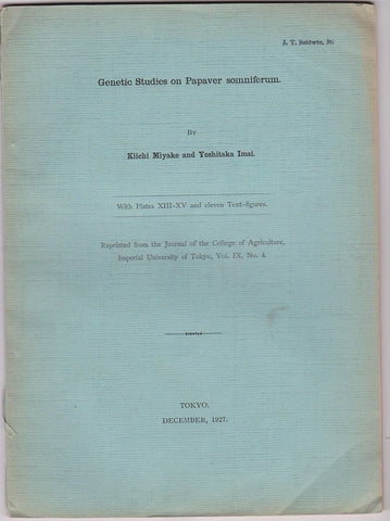 Genetic Studies of Papaver somnifer (with plates XIII-XV)