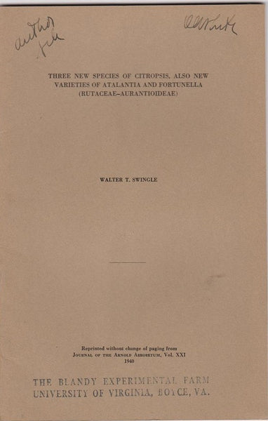 Set of four (4) offprints from Walter T. Swingle
