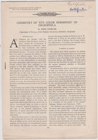 Chemistry of "Eye Color Hormones" of Drosophila