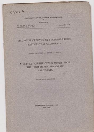 (1) Diagnoses of seven new mammals from east-central California; (2) A new bat of the genus Myotis from the high sierra nevada of California