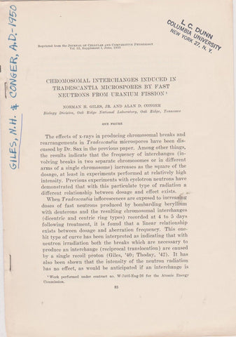 Chromosomal interchanges induced in tradescantia microspores by fast neutrons from uraniusm fission