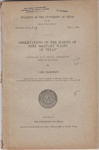Observations on the habits of some solitary wasps of Texas