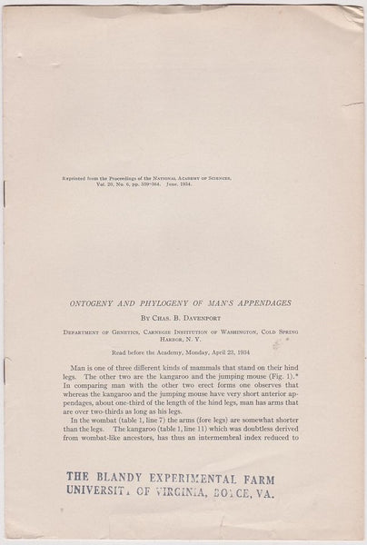 Ontogeny and Phylogeny of Man's Appendages