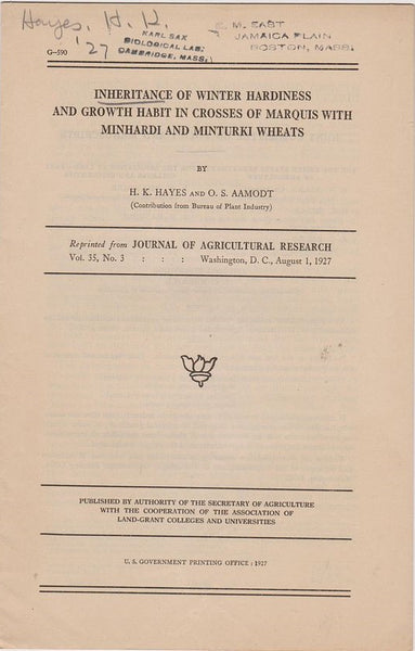 Inheritance of winter hardiness and growth habit in crosses of marquis with minhardi and minturki wheats