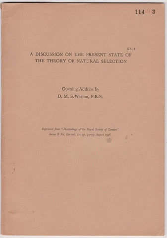 A discussion on the present state of the theory of natural selection