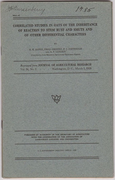 Correlated Studies in Oats of the Inheritance of Reaction to Stem Rust and Smuts and of Other Differential Characters