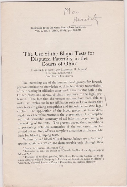 The Use of the Blood Tests for Disputed Paternity in the Courts of Ohio