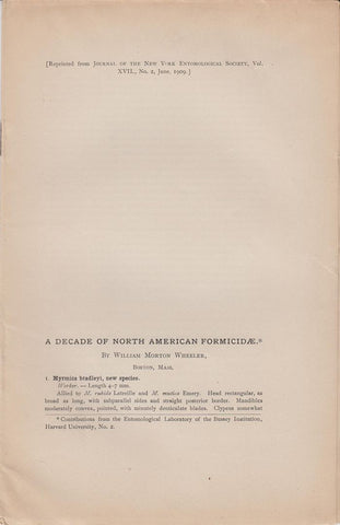 A Decade of North American Formicidae